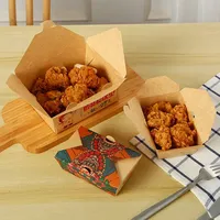 Kunden spezifisch bedruckte Einweg-Bio-Lunch-Papier box Fast-Food-Behälter Kraft-Falt karton mit personal isiertem Logo für Sushi