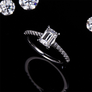 Anillo de Bodas de Diamante Natural con Corte Esmeralda, 1 Ct, 5*7 mm, Anillos Unisex de Lujo, Plata 925, Joyería Fina, Precio al por Mayor - Product Image 1
