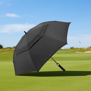 Parapluie de golf personnalisé, coupe-vent, en fibre de verre, à ouverture automatique, extra large, robuste, à double toit, pour sports et jeux, avec chariot de transport - Product Image 1