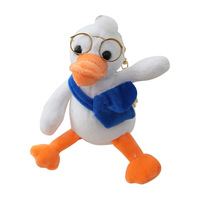Porte-clés en peluche canard avec lunettes, petits jouets en peluche Kawaii, poupée en peluche douce, pendentif de sac, accessoires de mode, cadeau en gros pour filles
