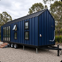 Rumah Prefab Portabel di Atas Roda untuk Pasar Australia, Rumah Mungil dengan Dapur, Kamar Mandi, Kamar Tidur, Kaca Ganda, dan Insulasi Pabrik