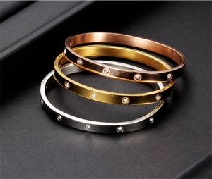 Latest Hot Selling High Quality Fashion Gold Rose Gold Stainless Steel Zircon <b>Bangle</b> <b>Bracelet</b> Women - Product Image 5
