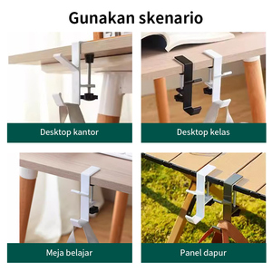 Pano.V Duty Adjustable Clamp-On Desk Mount School Bag Holder <b>Hook</b> No Drill Metal Garland <b>Hook</b> Outdoor Fireplace Stocking Holders - Product Image 3