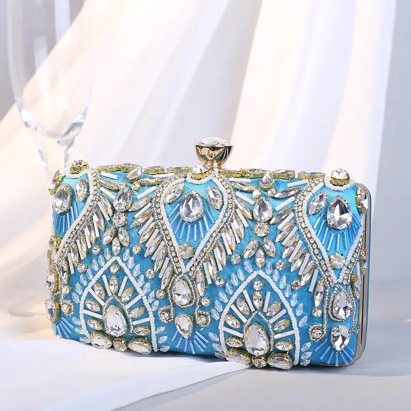 Borsa a tracolla di lusso per banchetti oro argento con diamanti e paillettes borsa da sposa pochette da sera per feste da donna