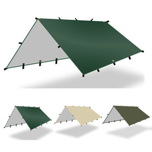 Auvent multifonctionnel 3x3m à 4x6m en tissu Oxford enduit argenté, imperméable et résistant au soleil, pour camping extérieur, type extensible - Product Image 1