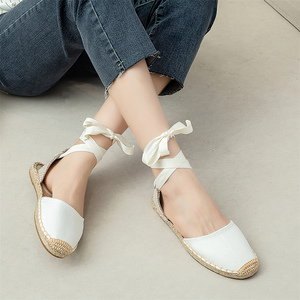 <span class=keywords><strong>Sandalias</strong></span> Planas Beige <span class=keywords><strong>de</strong></span> <span class=keywords><strong>Esparto</strong></span> para Mujer, con Punta Cerrada y Amarre <span class=keywords><strong>al</strong></span> <span class=keywords><strong>Tobillo</strong></span>, Zapatos <span class=keywords><strong>de</strong></span> Verano Estilo Coreano, Antideslizantes, Tipo Espadrilles <span class=keywords><strong>de</strong></span> Pescador - Product Image 2