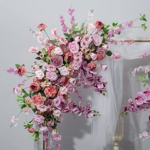 Moderno púrpura <span class=keywords><strong>Rosa</strong></span> artificial arco flor bola conjunto centro de mesa para boda fiesta evento bosque telón de fondo Decoración de mesa - Product Image 4