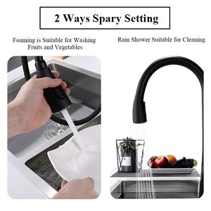 <span class=keywords><strong>Rubinetto</strong></span> da Cucina con <span class=keywords><strong>Doccetta</strong></span> Estraibile in Ottone, Miscelatore Girevole per Lavello con Doppia Modalità, Nero - Product Image 6