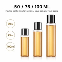 Flacons cylindriques en PET de 50 ml, 75 ml, 100 ml pour cosmétiques, toniques, sérums, lotions, parfums – Emballage rechargeable pour soins de la peau, utilisation en voyage, OEM