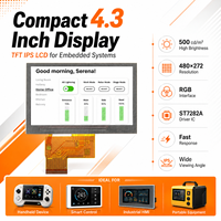 Modul LCD IPS TFT 4.3 Inci OEM Terintegrasi 480x272 Antarmuka RGB 500 Cd/m² Layar LCD Kustom untuk HMI Industri