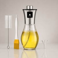 Bouteille pulvérisateur d'huile en verre de 200 ml avec couvercle en acier inoxydable 304, logo personnalisé, pour barbecue, fête, cuisson
