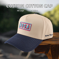 Casquette de baseball personnalisée en usine, haute qualité, 5 panneaux, visière incurvée, 100% coton Oxford Dobby, logo brodé 3D léopard