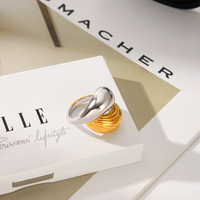 2027 Comiya Bagues ouvertes vintage en acier inoxydable et or 18 carats avec pierre naturelle géométrique pour femme, bijoux audacieux et tendance