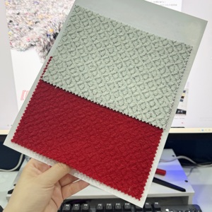25 in Stock Fast Delivery 43% <strong>Wool</strong> 57% Polyester Pure <strong>Red</strong> Mix Diamond Check Loop 3D Textured Fabric for Coat Suit Jacket 510GSM - Product Image 6