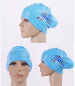Fabricant OEM de bonnets de bain personnalisés, vente en gros de bonnets de bain en silicone imprimés avec logo pour femmes et cheveux bouclés - Product Image 2