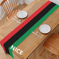 Chemin de table en polyester imprimé drapeau pan-africain, protège la surface de la table pour les dîners en famille et les banquets