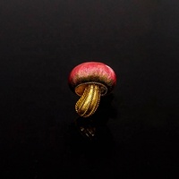 European American Gold Vermeil Sand Blast Designer Anhänger Halskette mit Fallschirm Heißluft ballon Emaille Pilz