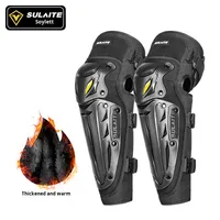 SULAITE Genouillères et coudières d'hiver épaisses et coupe-vent pour moto, protection complète tout-terrain, doublure en peluche Knight
