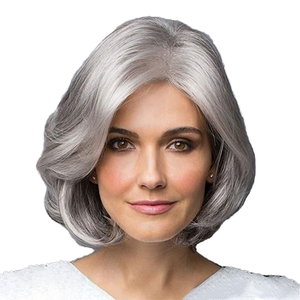 <span class=keywords><strong>Pelucas</strong></span> <span class=keywords><strong>para</strong></span> Mujer, Pequeñas, <span class=keywords><strong>para</strong></span> Adultos de Mediana Edad y <span class=keywords><strong>Mayores</strong></span>, Naturales, Sintéticas, de Alta Temperatura, Cortas y Rizadas, Color Gris/Plateado, Estilo Europeo/Americano - Product Image 1