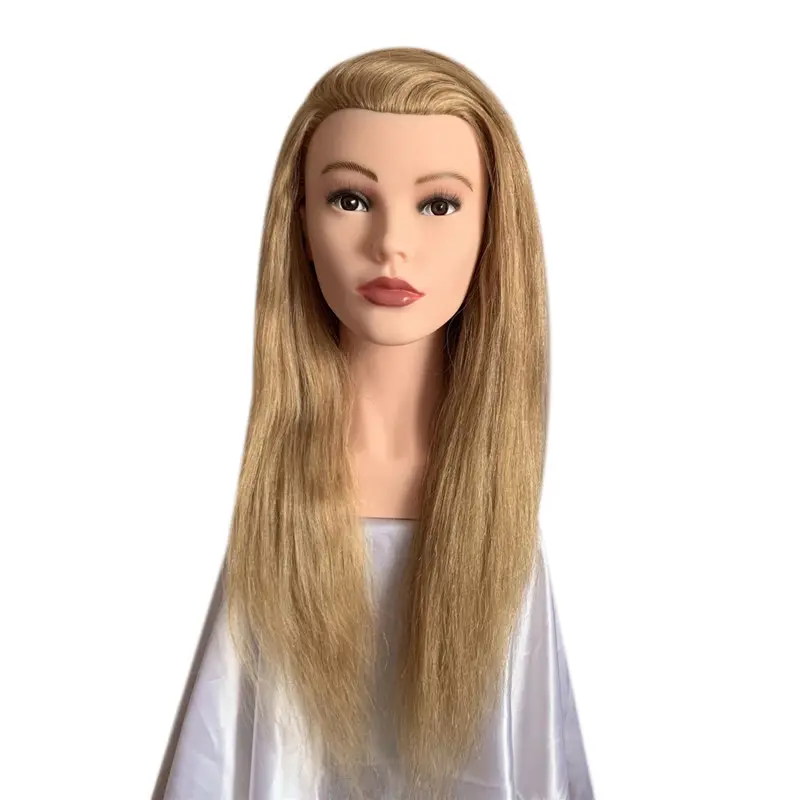 22 Inch 100% Real Human Hair Blonde Hairdressing Training Head Mannequins Head for hairstyles