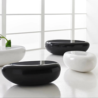 Nouvelles Tables Basses en Acier Métallique de Forme de Galet Table Basse Dessus Argent Noir Blanc Table Basse Moderne pour Meubles de Salon