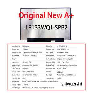 Layar LCD 13.3" 2560*1600 EDP 40pin 60Hz Pengganti LP133WQ1-SPH2 SPB1 SPB2 SPF2 SPK1 SPK2 SPK3 MND307DA1-2 MND307DA1-8 - Product Image 3