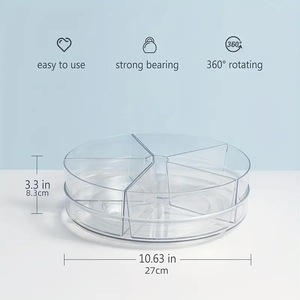 Snack Plate 10.6 Inch Round With 5 Removable Bins Rotating Food Container For Kitchen Storage - Product Image 3