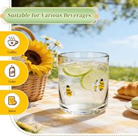 Verres à jus/cocktail/old fashioned en verre soufflé à la main OrtusHome 14 onces avec motif abeille |   Design esthétique, compatible lave-vaisselle, pour femmes