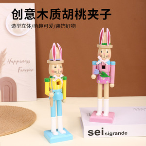 Muñeco de madera con orejas de conejo de Mystic Arts, adorno de Cascanueces para decoración del hogar, escritorio, regalo. - Product Image 5