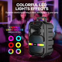 Altavoz Inalámbrico Portátil con Luces LED RGB, Bajos Potentes, Radio FM, Reproductor MP3, Micrófono Inalámbrico, para Fiestas, Exteriores y Computadora