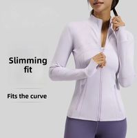 Veste de yoga zippée pour femme, coupe ajustée, avec trous pour les pouces, poches, extensible, polyester et élasthanne, manches longues, haut de sport pour la course à pied et le fitness