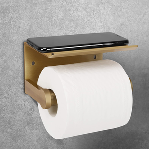 Modern Self-Adhesive Toilet <b>Paper</b> <b>Holder</b> with Shelf for Bathroom Use Toilet Roll <b>Holder</b> with Shelf Black/Brushed Nickel - Product Image 4