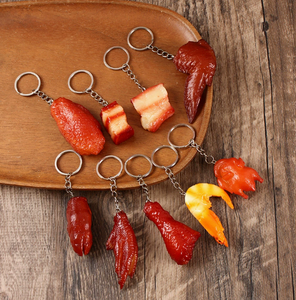 พวงกุญแจรูปอาหารจำลอง PVC <span class=keywords><strong>ขา</strong></span><span class=keywords><strong>หมู</strong></span>ตุ๋น <span class=keywords><strong>ขา</strong></span>ไก่ ที่ใส่เหรียญ ของขวัญ DIY ของเล่นอาหาร กันน้ำ น้ำหนักเบา - Product Image 1