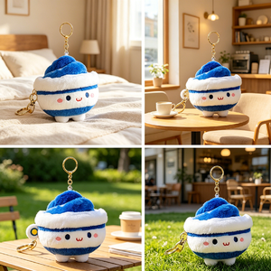 New Arrival Navy White Strip <b>Teacup</b> Plush Keychain Ultra Soft PP Cotton Filled Bag Charm Customizable Plush Pendant - Product Image 6