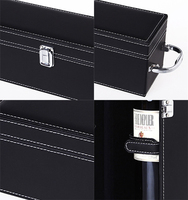 Caja de Cartón Negra Promocional Individual y 4 Accesorios para Vino, Caja de Regalo para Botella de Vino Tinto de Cuero PU