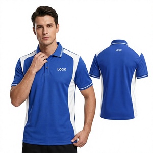 Blue White Color Block <b>Men's</b> <b>for</b> <b>Shirt</b> Short Sleeve Quick Dry Breathable Custom Logo Casual Workwear Team Top 100% Cotton Made - Product Image 1