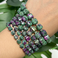 Perles en pierre d'épidote zoïsite naturelle facettées carrées de 6 à 10 mm pour la fabrication de bijoux, bracelets et colliers DIY