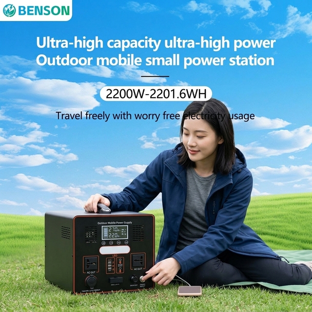 2000W 2201Wh Lithium Ion Portable Power Station with Pure Sine Wave Inverter Solar Power Home Emergency Backup for Power Outages