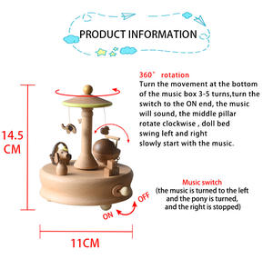 Caja Musical de Madera con Cama Giratoria <span class=keywords><strong>para</strong></span> Muñecas, Disponible en Stock, Regalo <span class=keywords><strong>para</strong></span> Bebés - Product Image 4
