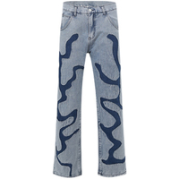 LILUO Nouveau Style Hommes Distressed Détruit Badge Pantalon Art Patches Jeans Slim Pantalon Hommes Denim Jeans