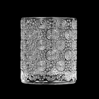 Porte-bougie en verre transparent avec motif floral en relief
