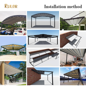 Parasol de grande surface Projet personnalisé Auvent en PVC imperméable <span class=keywords><strong>motorisé</strong></span> Auvent de toit rétractable extérieur - Product Image 3