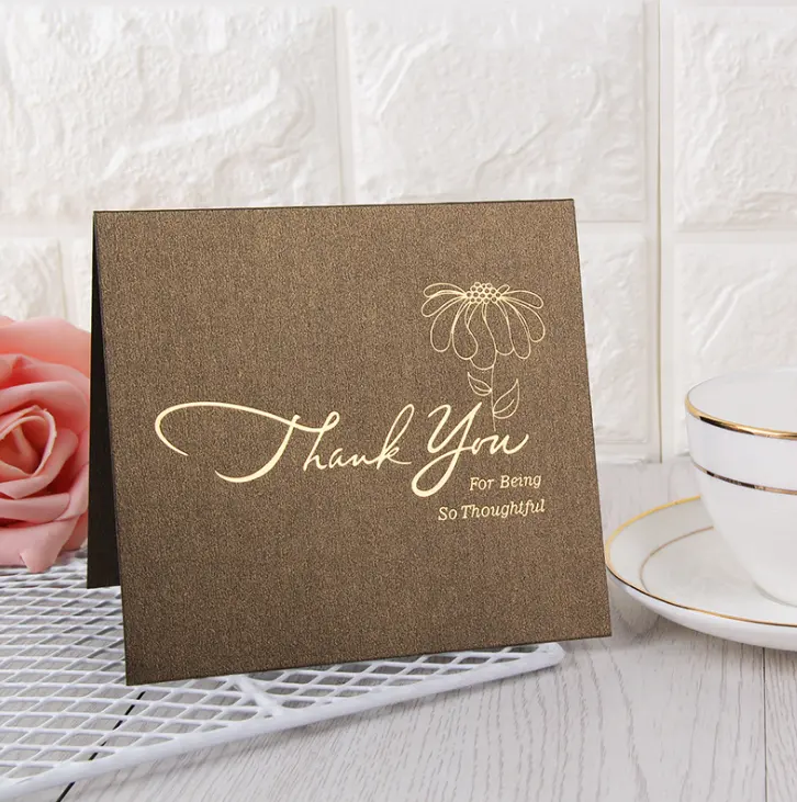 Customized Design Hot Foil Stamping Printing Business Thank You Greeting Card Postcards With Logo Hot Sell