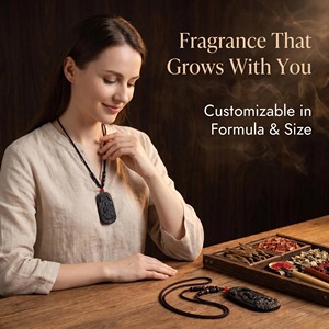 Collana Artigianale con Medaglione di Ambra e Vairocana, Perle Profumate alle Erbe, Ciondolo Sacro, Amuleto Spirituale, Talismano Profumato - Product Image 2