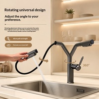 Robinet multifonctionnel pressurisé rotatif extractible série Candy pour balcon, buanderie, piscine, évier de cuisine, eau chaude et froide