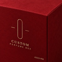 Boîte à parfum rigide verticale en papier texturé rouge foncé A3315-R08 avec logo personnalisé, insert en mousse surélevé, finition brillante, 10x10x14cm