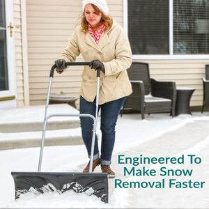 Pala da neve Premium da 26 pollici per carichi pesanti da neve con impugnatura regolabile in alluminio pala da spinta da neve di grado industriale per vialetto - Product Image 4