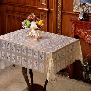 Nappe en vinyle plastique PVC doré, dentelle, rouleau, chemin de table long, couvre-table, <span class=keywords><strong>toile</strong></span> <span class=keywords><strong>cirée</strong></span>, nappe, 1,37*20cm - Product Image 2