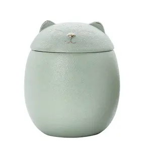 猫雕塑陶瓷瓮宠物骨灰纪念品宠物瓮罐urnas de mascotas陶器瓮猫