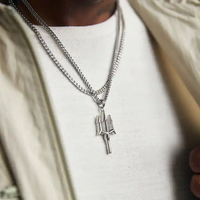 2024 nouvelle mode en acier inoxydable amulette Trident collier breloque plaqué or 316L bijoux en acier inoxydable